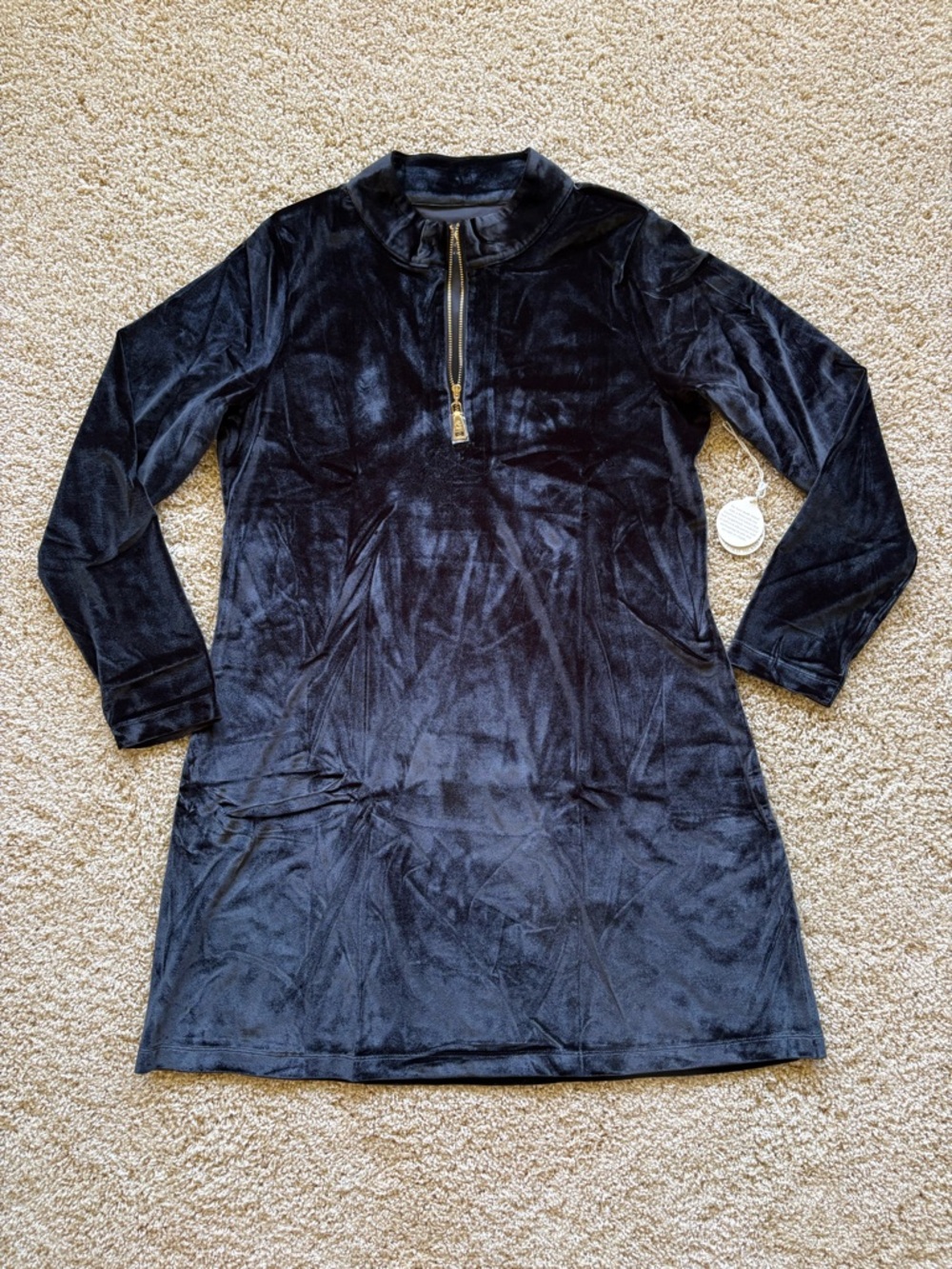Spartina 449 Nora Velvet Dress XL Half Zip Black Stretch Coastal Preppy NWT